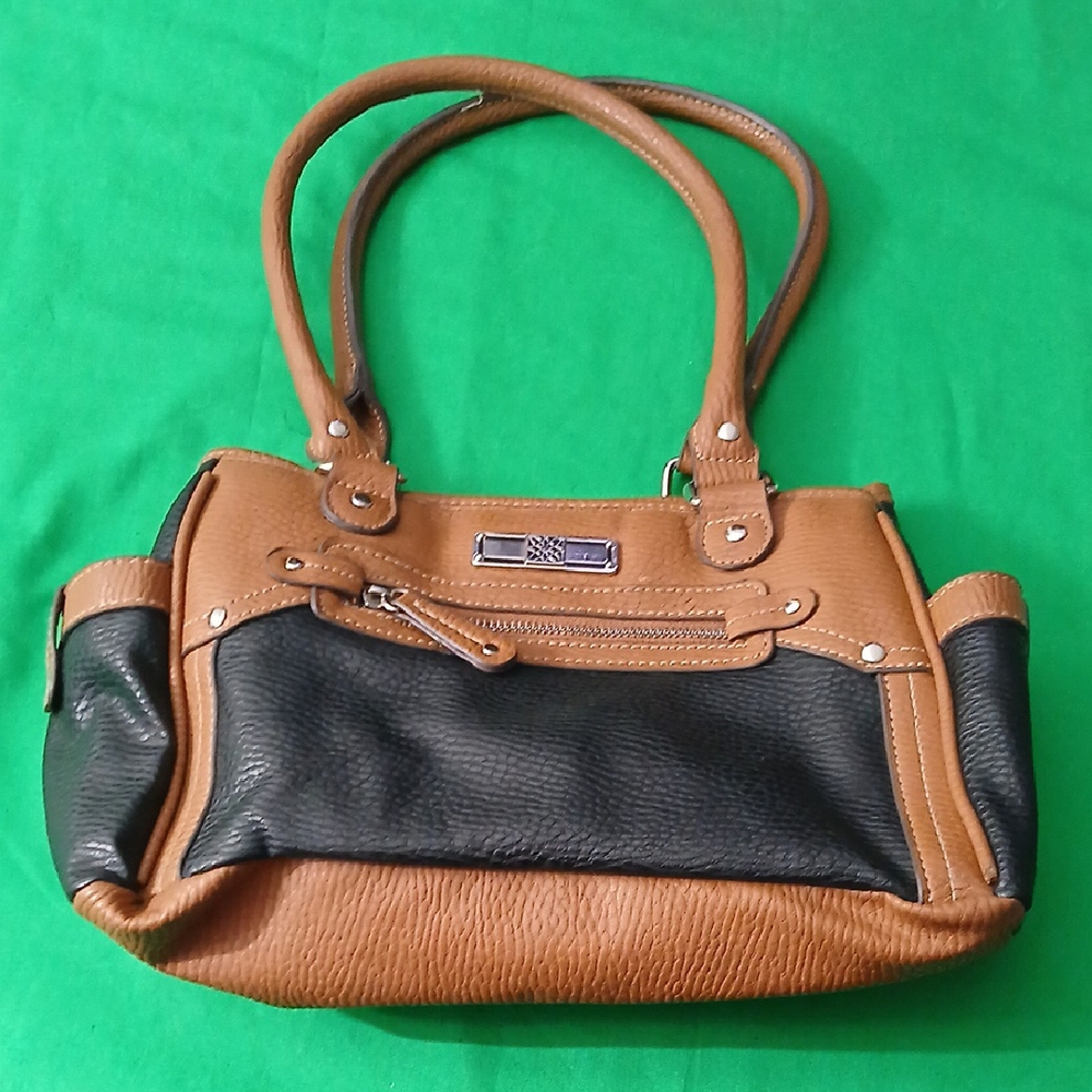 Pre-loved Two-Tone Black and Tan Women's Handbag